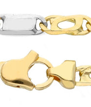 Load image into Gallery viewer, SOLID 18K YELLOW WHITE GOLD BRACELET TIGER EYE ALTERNATE 3+1 FLAT LINKS 3.5mm.