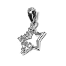 Cargar imagen en el visor de la galería, 18k white gold charm pendant, star with cubic zirconia, alternate.