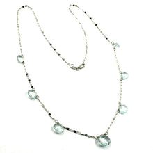 Charger l'image dans la galerie, 18k white gold necklace drop faceted aquamarine pendant alternate, chain.