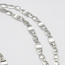 Cargar imagen en el visor de la galería, 18k white gold chain flat oval alternate link 3 mm, 20 inches, Italy made.