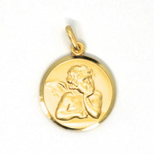 Load image into Gallery viewer, solid 18k yellow gold Guardian Angel 15mm medal, pendant, very detailed.