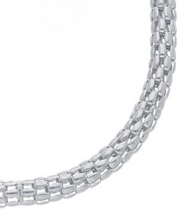 Load image into Gallery viewer, 18k white gold basket rounded 4.5mm tubular basket popcorn bracelet, 20cm, 7.9".