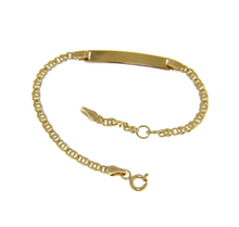 Load image into Gallery viewer, 18k yellow gold boy girl baby bracelet engraving plate figure 8 chain 5.5-6.3&quot;.
