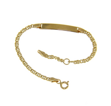 Load image into Gallery viewer, 18k yellow gold boy girl baby bracelet engraving plate figure 8 chain 5.5-6.3".