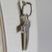 Load image into Gallery viewer, SOLID 18K WHITE GOLD LITTLE CROSS SQUARED ARCHED SMOOTH, LUMINOUS, MADE IN ITALY.