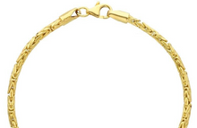 Load image into Gallery viewer, 18k yellow gold rounded tubolar thin 2.5mm byzantine chain necklace, 50cm 20".