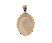 Load image into Gallery viewer, SOLID 18K WHITE GOLD VIRGIN MARY AND JESUS OVAL MEDAL, 20mm WITH WORKED FRAME.