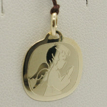 Load image into Gallery viewer, 18K YELLOW GOLD PENDANT SQUARE MEDAL GUARDIAN ANGEL 15 MM ENGRAVABLE ITALY MADE.