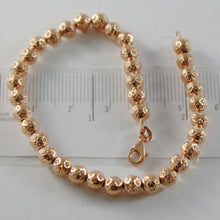 Cargar imagen en el visor de la galería, 18k rose pink gold bracelet with finely worked spheres 5 mm balls made in Italy.