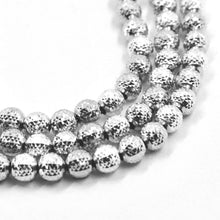 Cargar imagen en el visor de la galería, 18k white gold balls chain worked spheres 4mm diamond cut, faceted 18", 45cm.