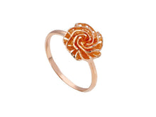 Load image into Gallery viewer, SOLID 18K ROSE GOLD RING WITH FINELY WORKED FLOWER WITH PETALS 11mm CENTRAL.