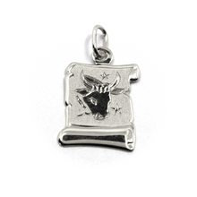 Charger l'image dans la galerie, 18k white gold parchment medal pendant, 18mm zodiacal sign taurus smooth & satin.