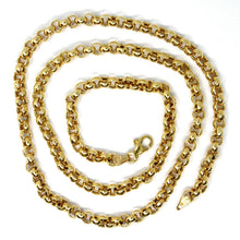 Cargar imagen en el visor de la galería, 18K YELLOW GOLD CHAIN 23.6" INCHES 60cm, BIG ROUND CIRCLE ROLO THICK 4 MM LINK.