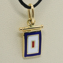 Load image into Gallery viewer, 18k yellow gold nautical glazed flag letter w pendant charm medal enamel Italy.