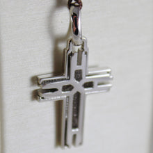Cargar imagen en el visor de la galería, 18k white gold cross, finely worked, bright ans satin 1.10 inches made in Italy.