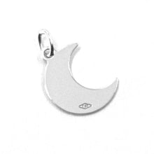 Load image into Gallery viewer, SOLID 18K WHITE GOLD PENDANT MINI MOON FLAT, LENGTH 1 CM, 0.4 INCHES, CHARM.