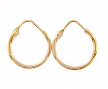 Cargar imagen en el visor de la galería, 18k rose gold round circle earrings diameter 13 mm width 1.7 mm, made in Italy.