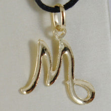 Load image into Gallery viewer, 18k yellow gold pendant charm initial letter M, slightly rounded slab 20mm.