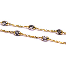 Charger l'image dans la galerie, 18k rose & white gold rolo alternate bracelet 3mm worked faceted oval balls 7.1".