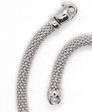 Load image into Gallery viewer, 18k white gold basket rounded big 5mm tubular basket popcorn chain necklace 18".