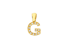 Load image into Gallery viewer, 18K YELLOW GOLD SMALL 10mm 0.4" PENDANT CHARM INITIAL LETTER G & CUBIC ZIRCONIA.