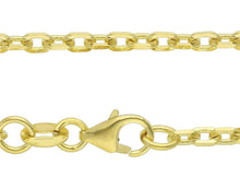 Load image into Gallery viewer, 18K YELLOW GOLD SOLID CHAIN SQUARED CABLE 2.2mm OVAL LINKS, 24" 60cm ITALY MADE.