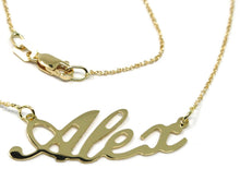 Load image into Gallery viewer, 18K YELLOW GOLD NAME NECKLACE, ALEX, MINI ROLO CHAIN 0.5mm 42 cm, MADE IN ITALY.