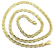 Load image into Gallery viewer, SOLID 18K YELLOW GOLD CHAIN BIG TIGER EYE INFINITY FLAT LINKS 4.5 mm, 20", 50cm.