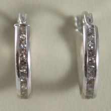 Load image into Gallery viewer, SOLID 18K WHITE GOLD CIRCLE EARRINGS WITH ZIRCONIA, DIAM 0.51" MADE IN ITALY.