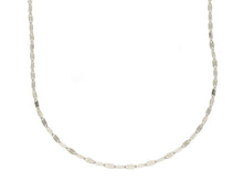 Load image into Gallery viewer, 18K WHITE GOLD CHAIN, THIN 1.3mm FLAT POLISHED DOUBLE OVALS, 15.7" ITALY MADE.