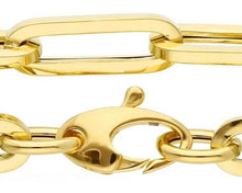 Load image into Gallery viewer, 18K YELLOW GOLD CHAIN SQUARED OVAL PAPER CLIP 6x20mm LINKS, 18" 45cm, ITALY MADE.