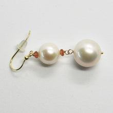 Load image into Gallery viewer, SOLID 18K YELLOW GOLD EARRINGS WITH WHITE FW PEARL AND CITRINE MADE IN ITALY.