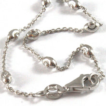 Charger l'image dans la galerie, 18k white gold rolo alternate chain necklace 3mm faceted oval balls 18".