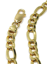 Charger l'image dans la galerie, 18K YELLOW GOLD BRACELET, BIG FLAT 5 MM SUNKEN FIGARO GOURMETTE ALTERNATE 3+1.