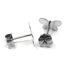Load image into Gallery viewer, SOLID 18K WHITE GOLD EARRINGS FLAT BUTTERFLY, SHINY, SMOOTH, 8x10 MM.