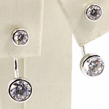Charger l'image dans la galerie, 18k white gold pendant solitaire earrings alternate double zirconia.