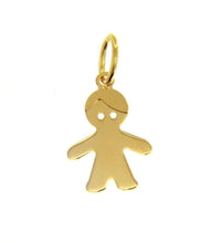 Load image into Gallery viewer, 18k yellow gold flat small 15mm 0.6" baby boy pendant, charm, made in Italy.