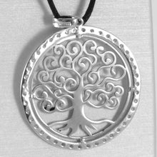 Cargar imagen en el visor de la galería, 18k white gold tree of life pendant, 1.22 inches, zirconia.