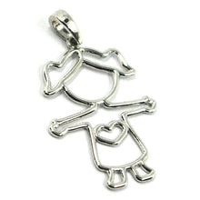 Load image into Gallery viewer, 18k white gold flat baby girl with heart pendant, smooth, 2.6 cm, 1.02".
