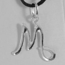 Charger l'image dans la galerie, 18k white gold pendant charm initial letter M, made in Italy 1.0 inches, 25 mm.