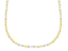Load image into Gallery viewer, 18K YELLOW WHITE GOLD FLAT CHAIN NECKLACE 2.5mm EYES OVALS CIRCLES & PLATES, 24".