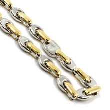 Cargar imagen en el visor de la galería, 18k white yellow gold bracelet alternate 5mm oval drop & tube links, 21cm, 8.3".