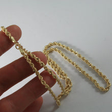 Cargar imagen en el visor de la galería, 18k yellow gold chain necklace 3.5 mm braid big rope link 15.75, made in Italy.