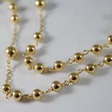 Cargar imagen en el visor de la galería, 18k yellow gold big rosary necklace miraculous Mary medal Jesus cross Italy made.