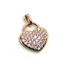 Charger l'image dans la galerie, 18K ROSE GOLD 16mm 0.63" ROUNDED HEART, ZIRCONIA PENDANT.