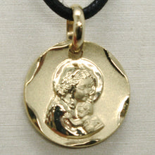 Load image into Gallery viewer, SOLID 18K YELLOW GOLD VIRGIN MARY AND JESUS 14 MM MEDAL, PENDANT, MADE IN ITALY.