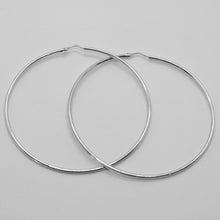 Load image into Gallery viewer, 18k white gold round circle earrings diameter 60 mm width 1.7 mm, made in Italy.