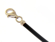 Load image into Gallery viewer, SOLID 18K YELLOW WHITE GOLD BRACELET 3mm ROUND TUBE PLATE AND BLACK RUBBER, 8.3".