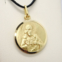 Load image into Gallery viewer, solid 18k yellow gold Sacred Heart of Jesus 17mm round medal, pendant.
