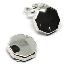 Cargar imagen en el visor de la galería, 18k white gold button covers, faceted octagon, made in Italy.